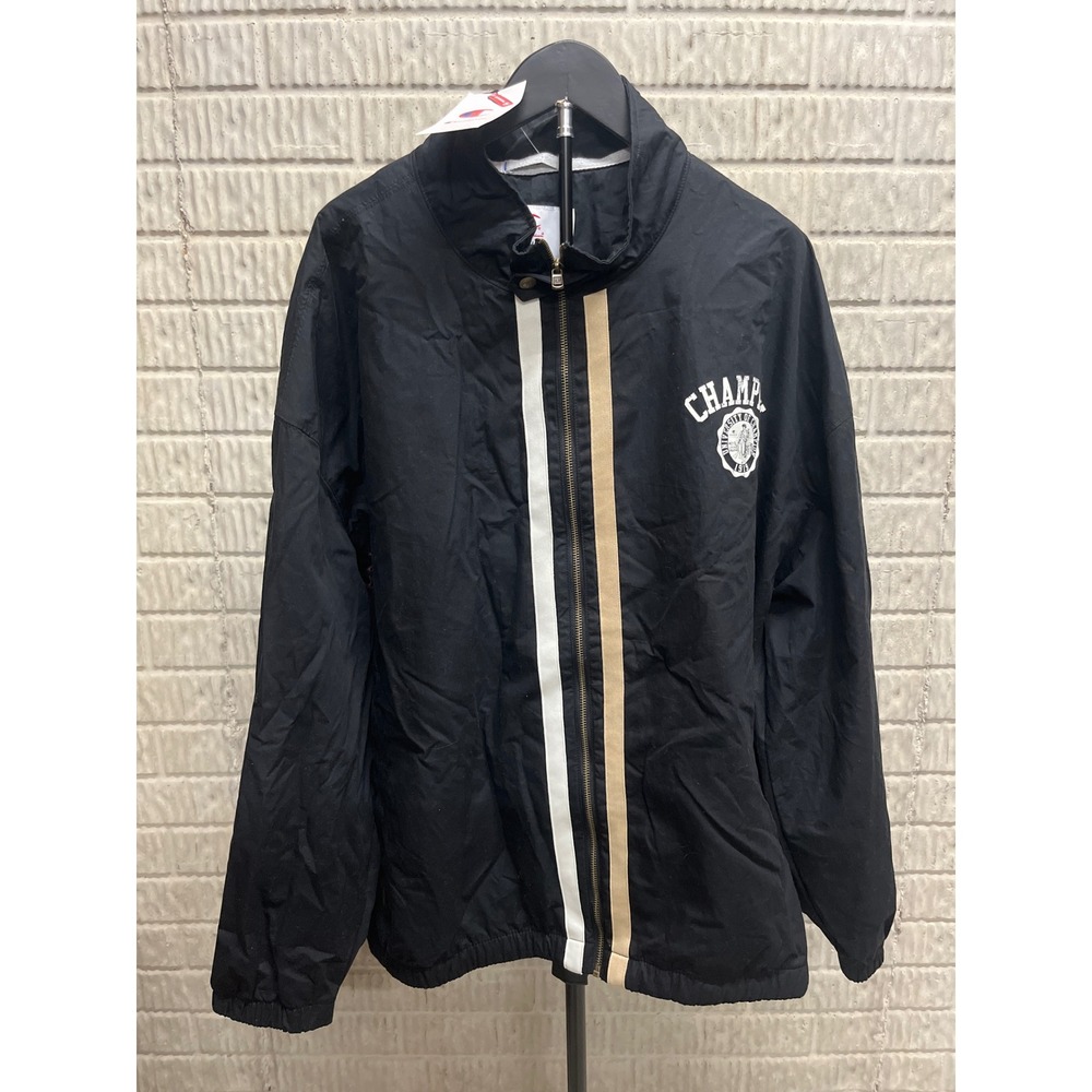 Champion Mens Homeroom Full Zip Jacket Black Racing Stripe Windbreaker XXL NEW